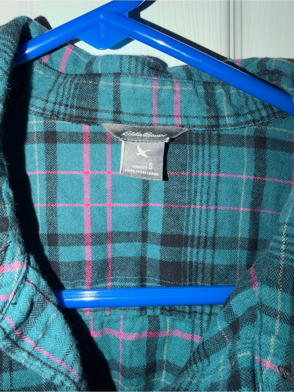 Eddie Bauer Teal and Black Plaid Button-Down Shirt - Picture 2 of 4